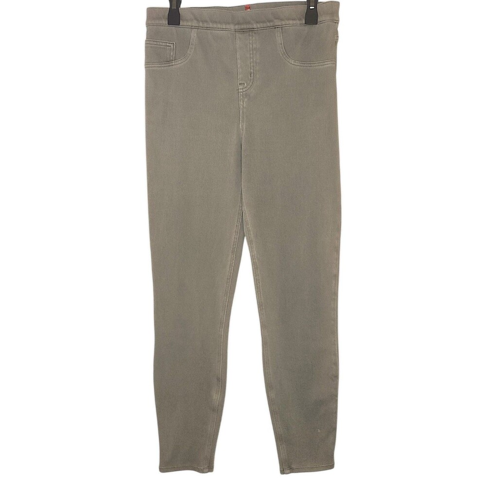 Spanx Jeans Womens L Gray High Rise Pull On Skinny Stretch Denim Pants